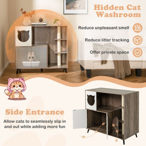 Cat Litter Box Enclosure with 3 Sisal Scratching Posts for Indoor Cats-Natural view 7