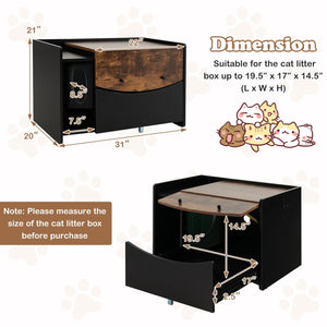 Cat Litter Box Enclosure with Pull-out Drawer-Black view 4
