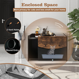 Cat Litter Box Enclosure with Pull-out Drawer-Black view 8