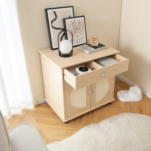Cat Litter Box Enclosure with Sisal Scratching Doors and Storage-Natural view 3
