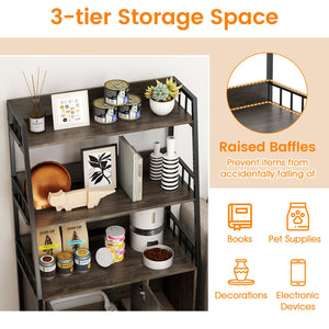 Cat Litter Box Enclosure with Storage Shelves and Scratching Pad-Gray view 9