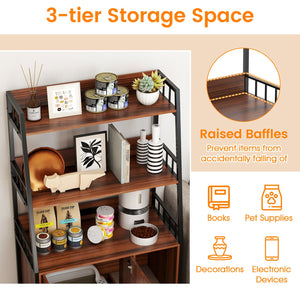 Cat Litter Box Enclosure with Storage Shelves and Scratching Pad-Walnut view 9