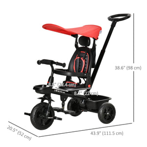 Kids Tricycle 5 In 1 Trike with Reversible Angle Adjustable Seat Removable Handle Canopy Handrail Belt – view 4