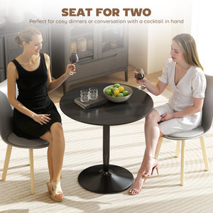 Modern Kitchen Table for 2 People, Round Dining Table with Steel Base for Living Room, Dining Room, Black
