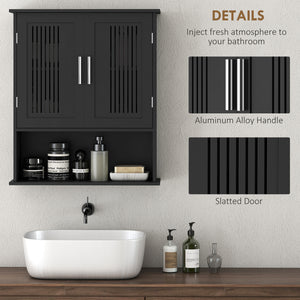 Modern Wall Mount Bathroom Cabinet, Storage Organizer with 2 Door Cabinet and Shelf, White – view 12