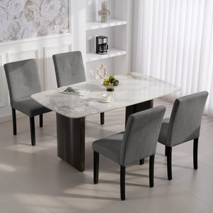 Modern Dining Chairs Set of 4, Kitchen Chairs with Rubberwood Legs and Padded Seat, Beige – view 21