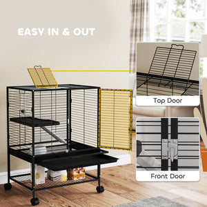 Rolling Small Animal Cage 34"H Chinchilla Cage for Ferrets, Squirrels w/ Removable Tray, Storage Shelf – view 6