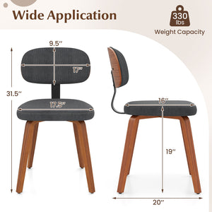Chenille Fabric Upholstered Wooden Kitchen Chairs Set of 2-Dark Gray view 3