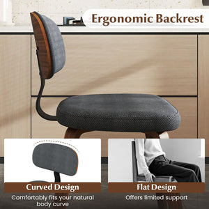 Chenille Fabric Upholstered Wooden Kitchen Chairs Set of 2-Dark Gray view 4