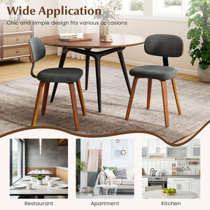 Chenille Fabric Upholstered Wooden Kitchen Chairs Set of 2-Dark Gray view 6