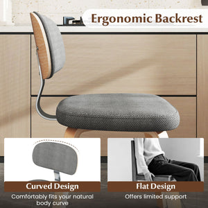 Chenille Fabric Upholstered Wooden Kitchen Chairs Set of 2-Gray view 4