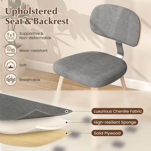 Chenille Fabric Upholstered Wooden Kitchen Chairs Set of 2-Gray view 5