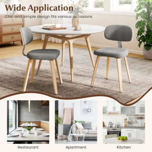 Chenille Fabric Upholstered Wooden Kitchen Chairs Set of 2-Gray view 6