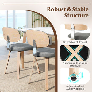 Chenille Fabric Upholstered Wooden Kitchen Chairs Set of 2-Gray view 7