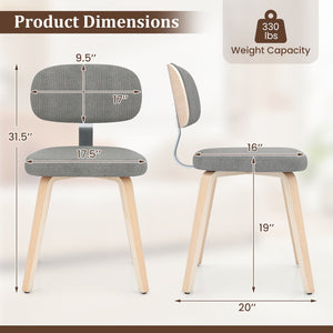 Chenille Fabric Upholstered Wooden Kitchen Chairs Set of 4-Gray view 4