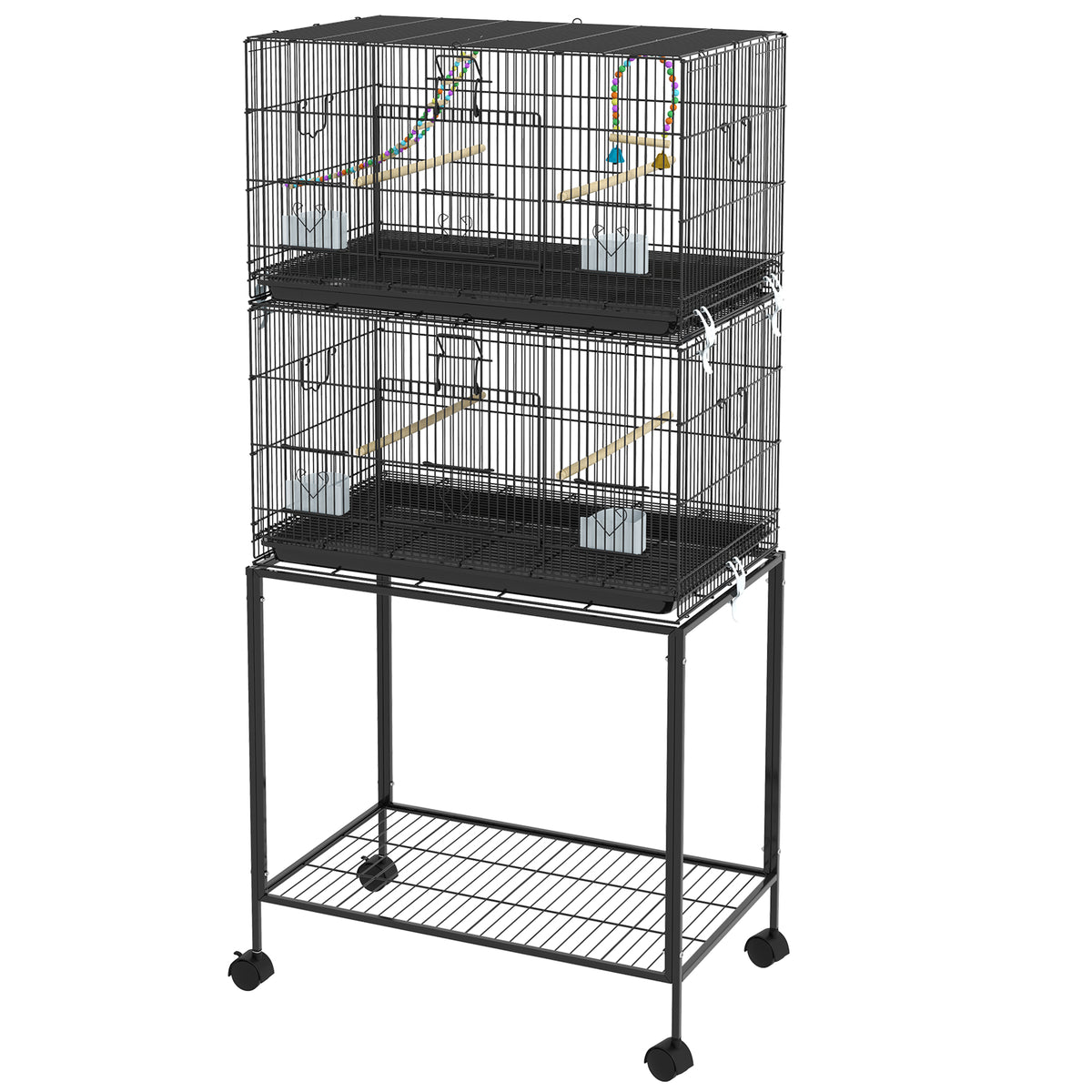 Birdcage for Canaries, Lovebirds Finches, Budgie Cage with Removable Tray, Bottom Mesh Panel – view 2