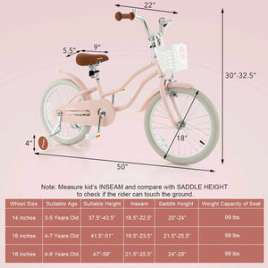 Children Bicycle with Front Handbrake and Rear Coaster Brake-Pink view 4