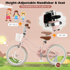 Children Bicycle with Front Handbrake and Rear Coaster Brake-Pink view 6