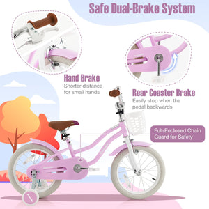 Children Bicycle with Front Handbrake and Rear Coaster Brake-Purple view 4