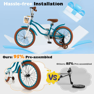 Children Bicycle with Front Handbrake and Rear Coaster Brake-Turquoise view 7