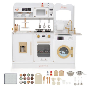 Children Pretend Toy Kitchen Playset with Light and Sound-White