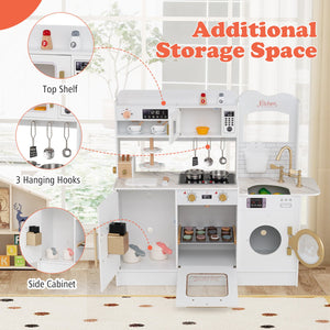 Children Pretend Toy Kitchen Playset with Light and Sound-White view 9