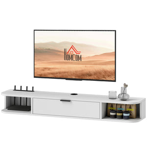 47" Floating TV Stand for TVs up to 50 Inch, Wall Mounted Media Console with Flip Drawer and 2 Open – view 8