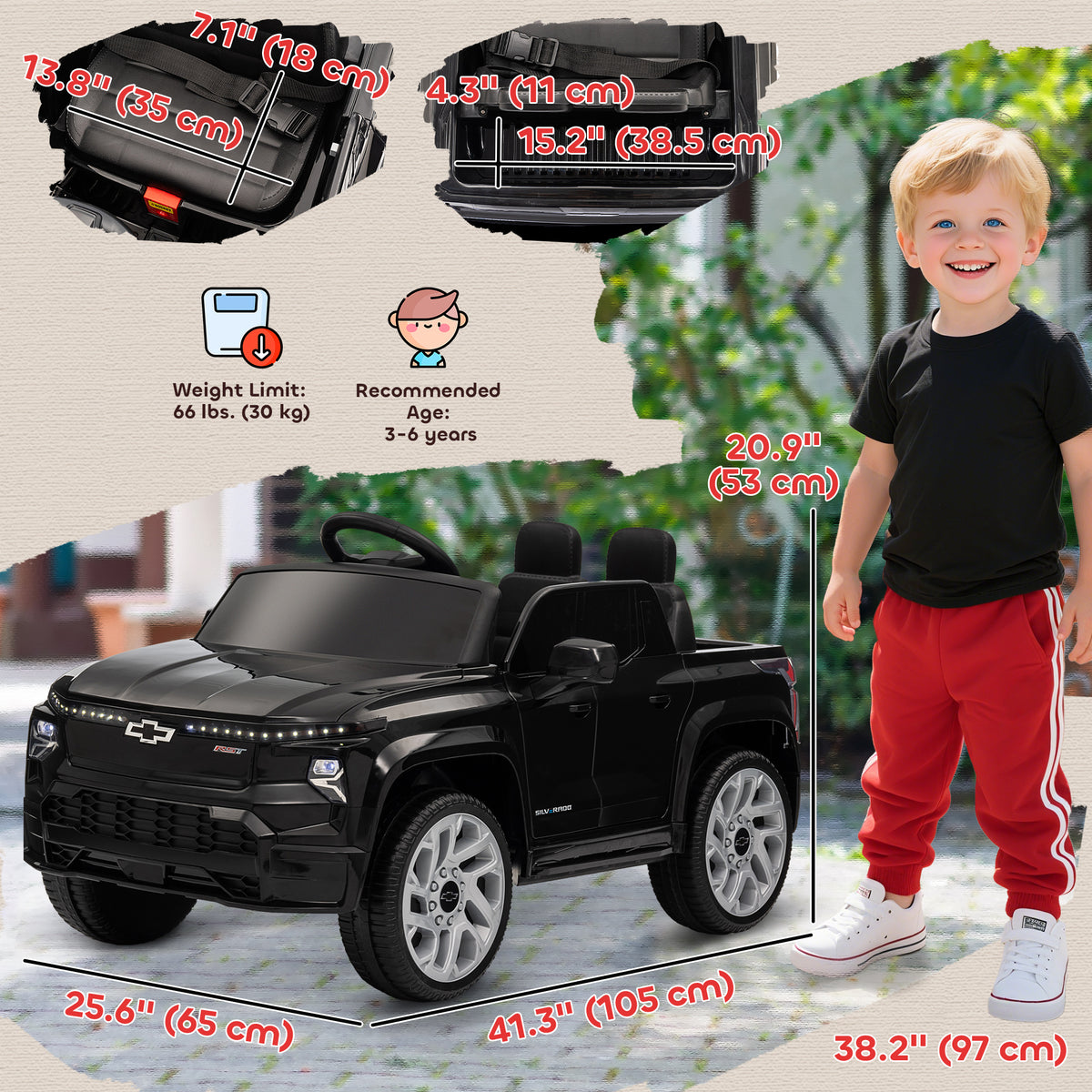 Qaba 12V CHEVROLET SILVERADO EV RST Licensed Kids Car w/ Remote, Spring Suspension, Soft Start, Training Wheels