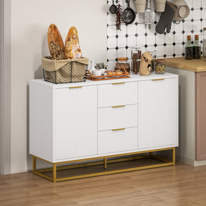 47" Storage Cabinet with Doors, Adjustable Shelves, 3 Drawers, Metal Legs for Kitchen Storage, Home Use – view 7