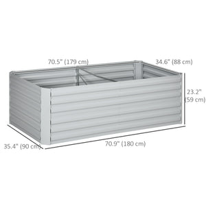 Galvanized Raised Garden Bed, Steel Outdoor Planters with Reinforced Rods, 71" x 35" x 23", Light Grey