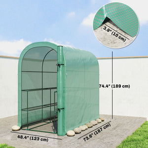 Walk-in Mini Greenhouse with Shelves, Portable Outdoor Greenhouse with Roll-up Door, 123 x 187 x 189 cm – view 2