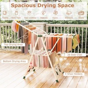 Clothes Drying Rack with Height Adjustable Wings-Beige view 6