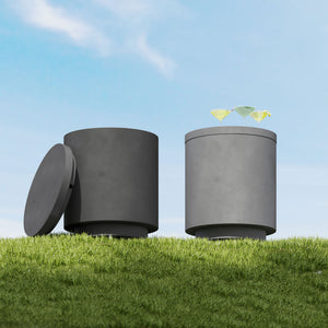2.6 Gal Outdoor Side Table, 3-In-1 Concrete Cooler Bar Table with Storage, Removable Ice Bucket and Lid, Light Grey