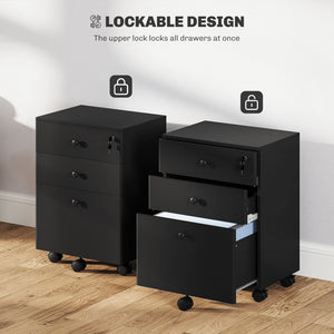 3-Drawer Small Filing Cabinet with Lock, Vertical Office Storage Cabinet with Wheels for Home Office, Black β view 5