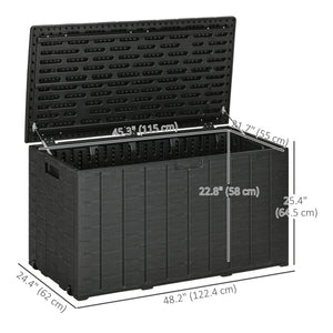 81 Gallon Garden Storage Box, Waterproof Double Wall Storage Container with Wheels and Handles, Black