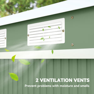 7' x 4' Galvanised Steel Garden Shed, with Foundation Kit - Green – view 6
