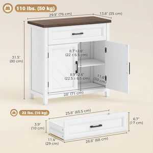 Modern Farmhouse Sideboard Buffet Cabinet with Adjustable Shelf, Storage & 2 Doors