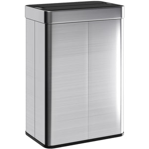 14.5 Gal (55 L) Sensor Can, Garbage Can with Soft-Close Butterfly Lid, Fingerprint-Proof Stainless Steel, Silver