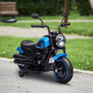 Aosom 6V Kids Motorcycle with Training Wheels, Foot Pedal, Headlight, Music, Forward/Reverse, Single-Button Start