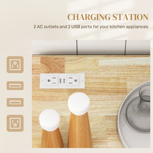 Kitchen Island with Power Outlet and Drop Leaf, Rolling Kitchen Cart with 2 Drawers and Adjustable Shelves – view 10