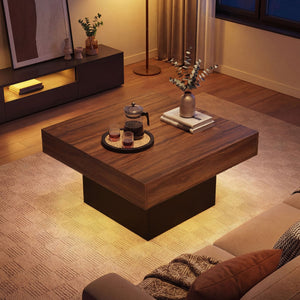 Coffee Table Accent Table with LED Lights and Dynamic Modes-Rustic Brown view 3