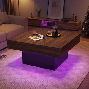Coffee Table Accent Table with LED Lights and Dynamic Modes-Rustic Brown view 6