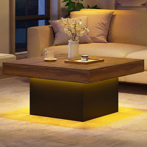 Coffee Table Accent Table with LED Lights and Dynamic Modes-Rustic Brown view 8