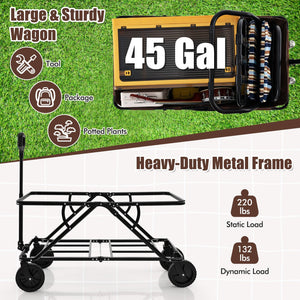 Collapsible Folding Wagon Cart with Adjustable Handlebar-Coffee view 6
