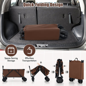 Collapsible Folding Wagon Cart with Adjustable Handlebar-Coffee view 8