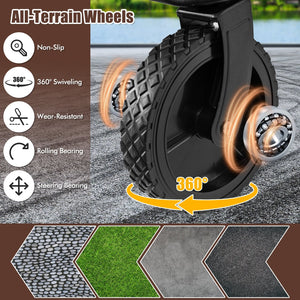 Collapsible Folding Wagon Cart with Adjustable Handlebar-Coffee view 9