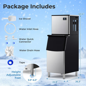 Commercial Ice Maker Machine 418 LBS/24H with 200 LBS Storage Bin-Silver view 4