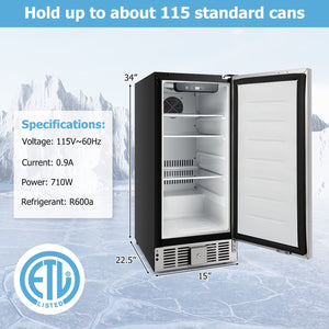 Compact Refrigerator with Adjustable Thermostat and Stainless Steel Door-Silver view 5