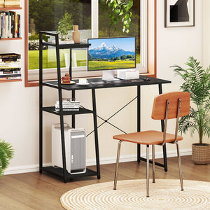 Computer Desk with Shelves and 3-Tier Storage Bookshelf-Black view 6