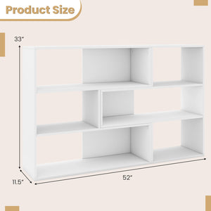 Concave & Convex Bookshelf Set with 3 Open Shelves & Anti-Toppling Device for Living Room-White view 5